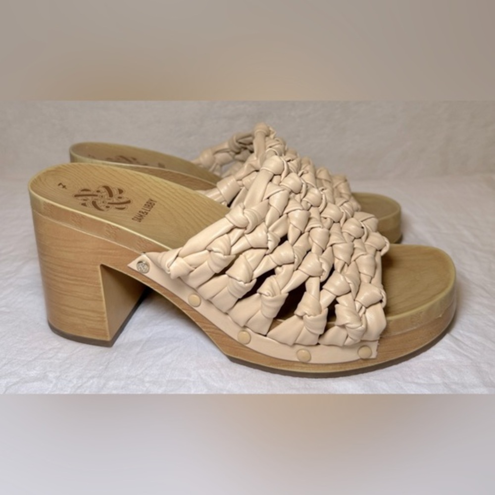 Sam & Libby “Carina” knotted chunky platform mule heel sandal women’s shoe‎ SZ-7